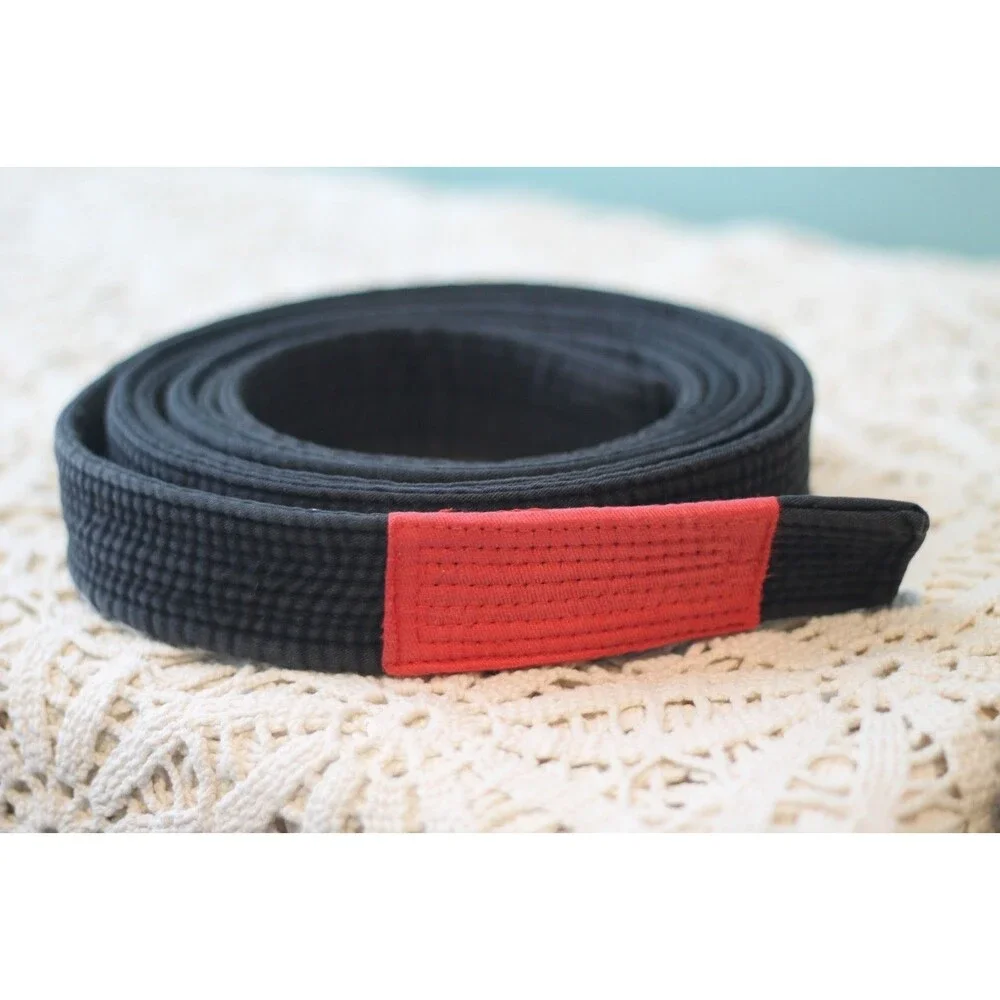 Black Braziliian Jiu-Jitsu Martial Arts Belt with Red Bar 112 1/2